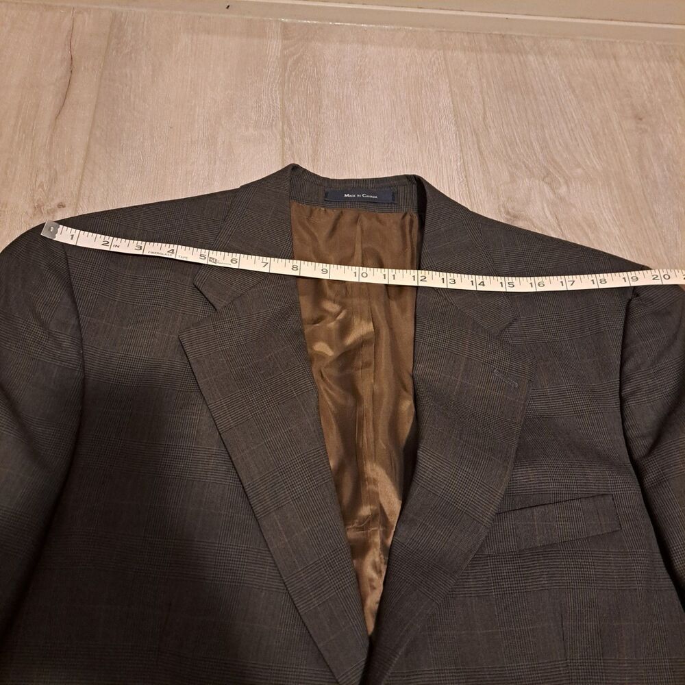 Chaps Ralph Lauren Mens Glen Plaid Wool Blazer Sport Coat Vintage 44S Gray Brown - Picture 12 of 16